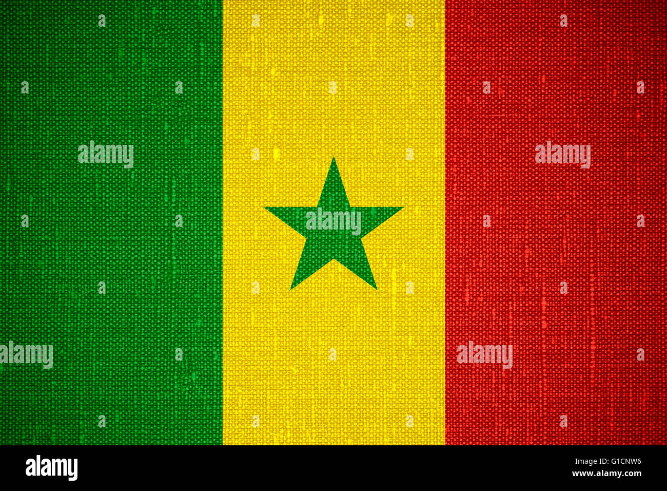 Flagge des Senegal oder Senegalesen Banner auf Cnavas Hintergrund Stockfoto