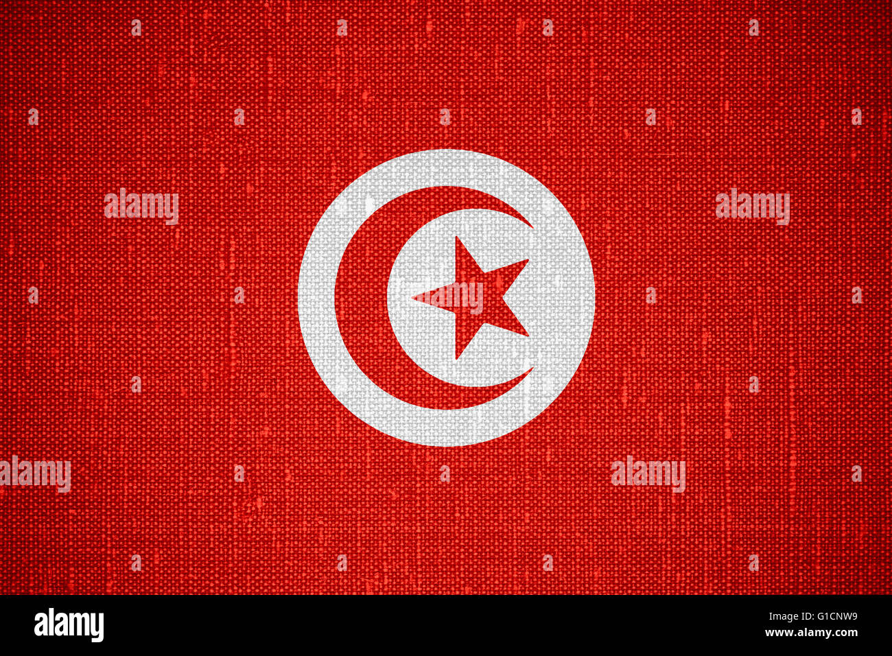 Flagge von Tunesien oder tunesische Banner auf Cnavas Hintergrund Stockfoto