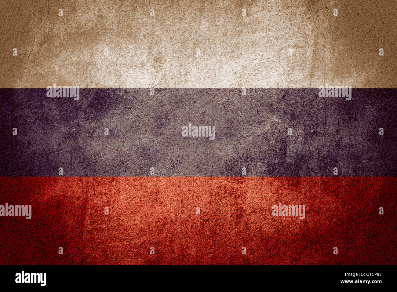 Flagge von Russland oder Russisch Banner auf Stein Hintergrund Stockfoto