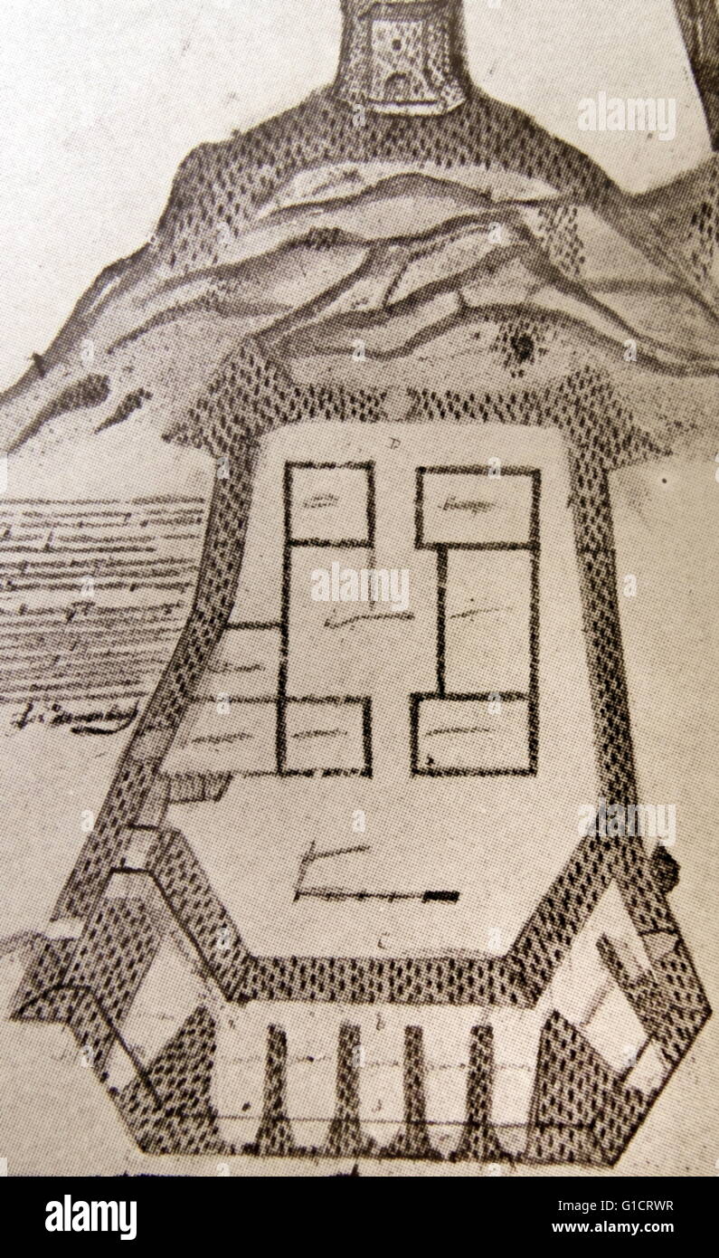 Plan der Burg von Santiago De La Gloria. Vom 17. Jahrhundert Stockfoto