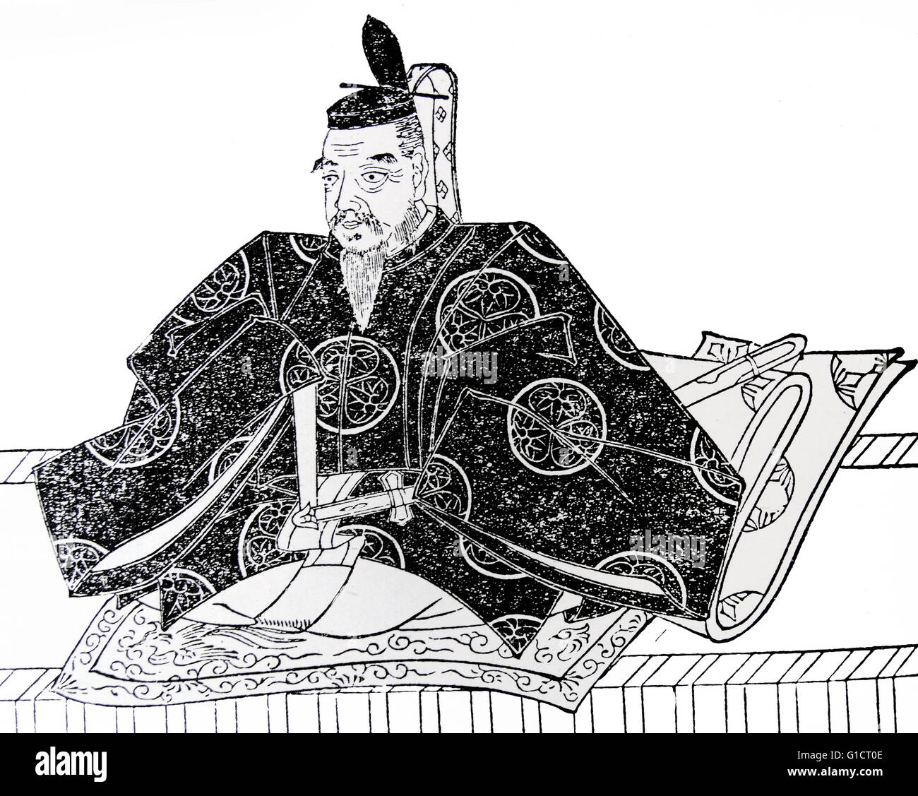 Porträt von Tokugawa Ieyasu (Gründer und erste Shogun des Tokugawa Shogunate von Japan, die praktisch Japan aus der Schlacht von Sekigahara im Jahr 1600 bis der Meiji-Restauration 1868 regierte. Vom 17. Jahrhundert Stockfoto