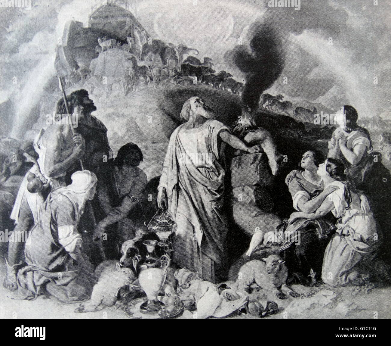 Noahs Opfer von Daniel Maclise (1806-1870) irische Geschichte, Literatur- und Porträtmaler und Illustrator. Datierte 1853 Stockfoto