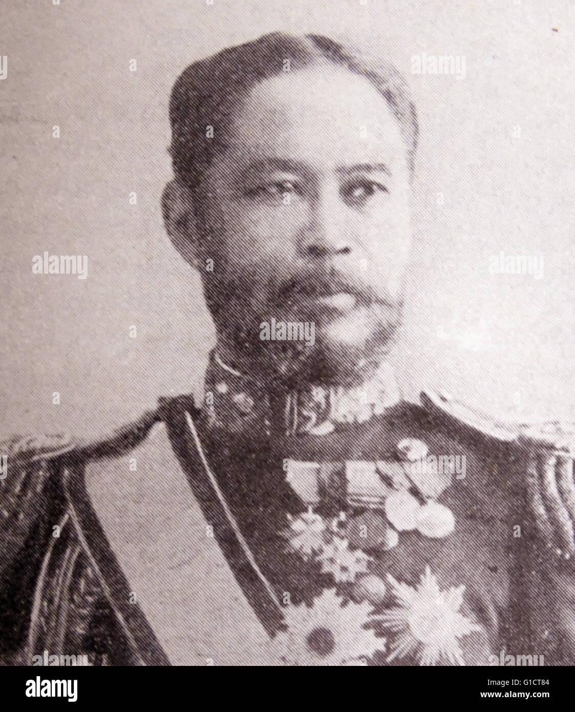 Fotografisches Porträt von Yamamoto Gonnohy? e (1852-1933) Admiral in der kaiserlichen japanischen Marine und Premierminister von Japan. Vom 19. Jahrhundert Stockfoto