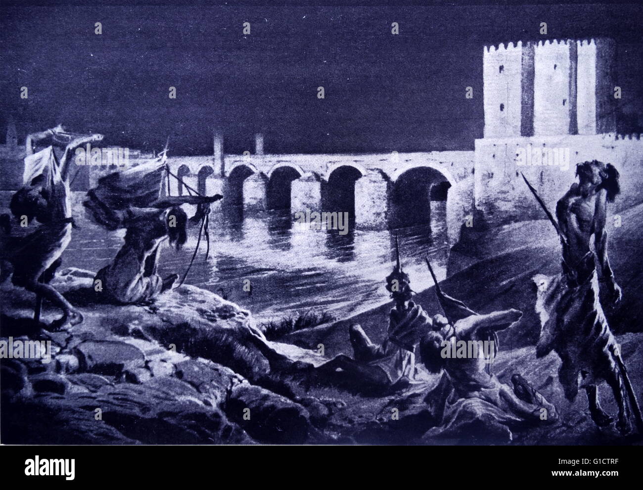 Rebellen ausgeführt und an den Ufern des Flusses Guadalquivir angezeigt; Cordoba von Al-Hakam ich. Als umayyadischen Emir von Cordoba von 796 822; Al-Hakam verbrachte einen Großteil seiner Herrschaft, die Aufstände zu unterdrücken. Die Aufstände erreicht zweimal Cordoba. Es wurde versucht, Al-Hakam zu entthronen und ersetzen ihn mit seinem Cousin Mohammed ibn al-Kasim. Wenn das Grundstück entdeckt wurde; in 16 November 806 72 Adligen (Konten die Rede von 5; 000) wurden massakriert bei einem Bankett; gekreuzigt und an den Ufern des Flusses Guadalquivir angezeigt. Stockfoto