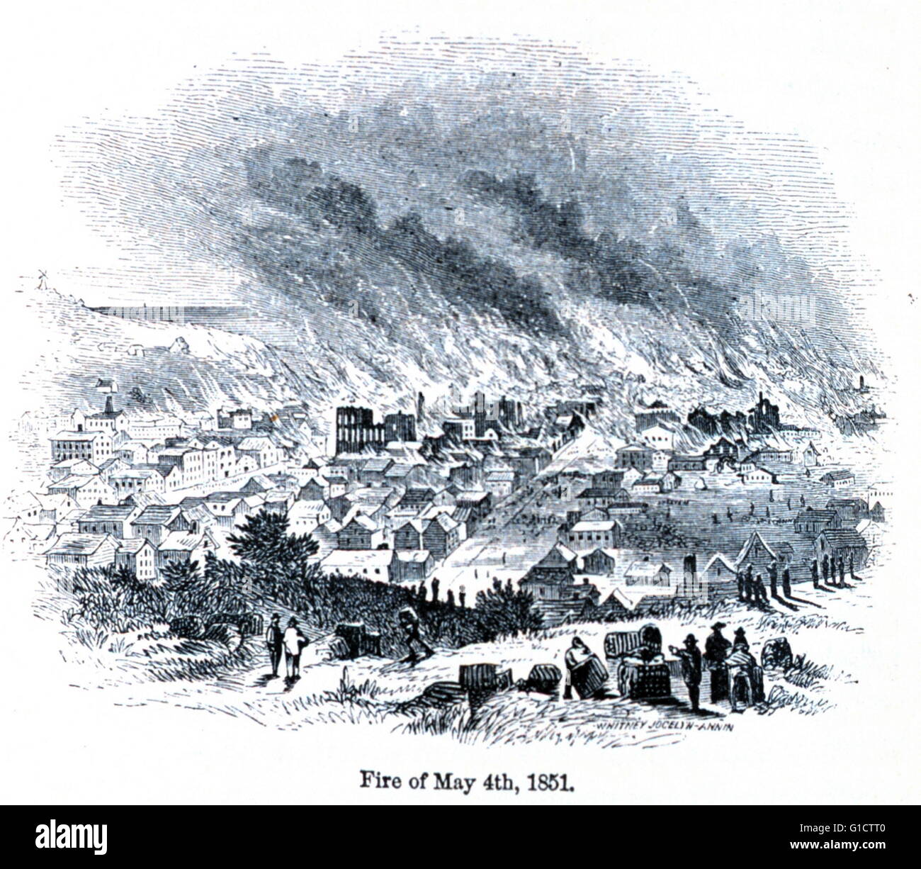 Das Feuer von San Francisco vom 4. Mai; 1850. Stockfoto