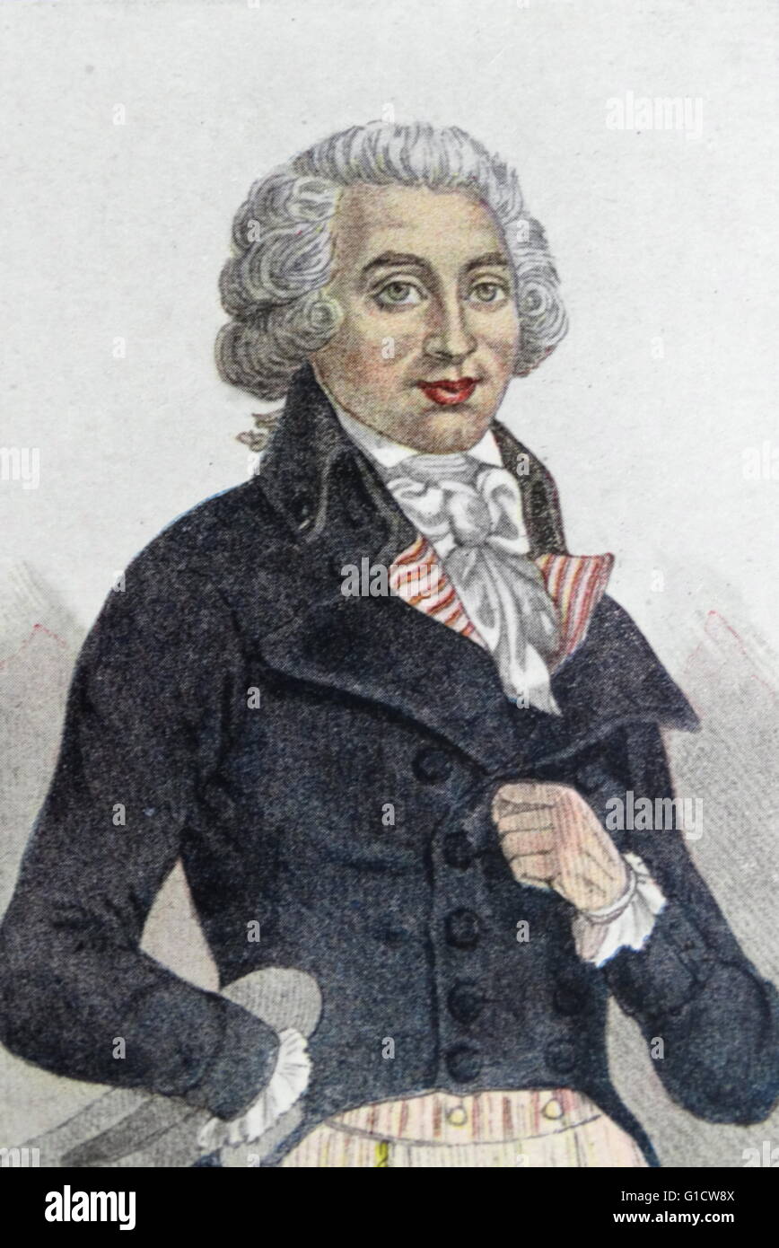 Farbe-Porträt von Armand Gensonné (1758 – 1793), ein französischer Politiker. Vom 18. Jahrhundert Stockfoto