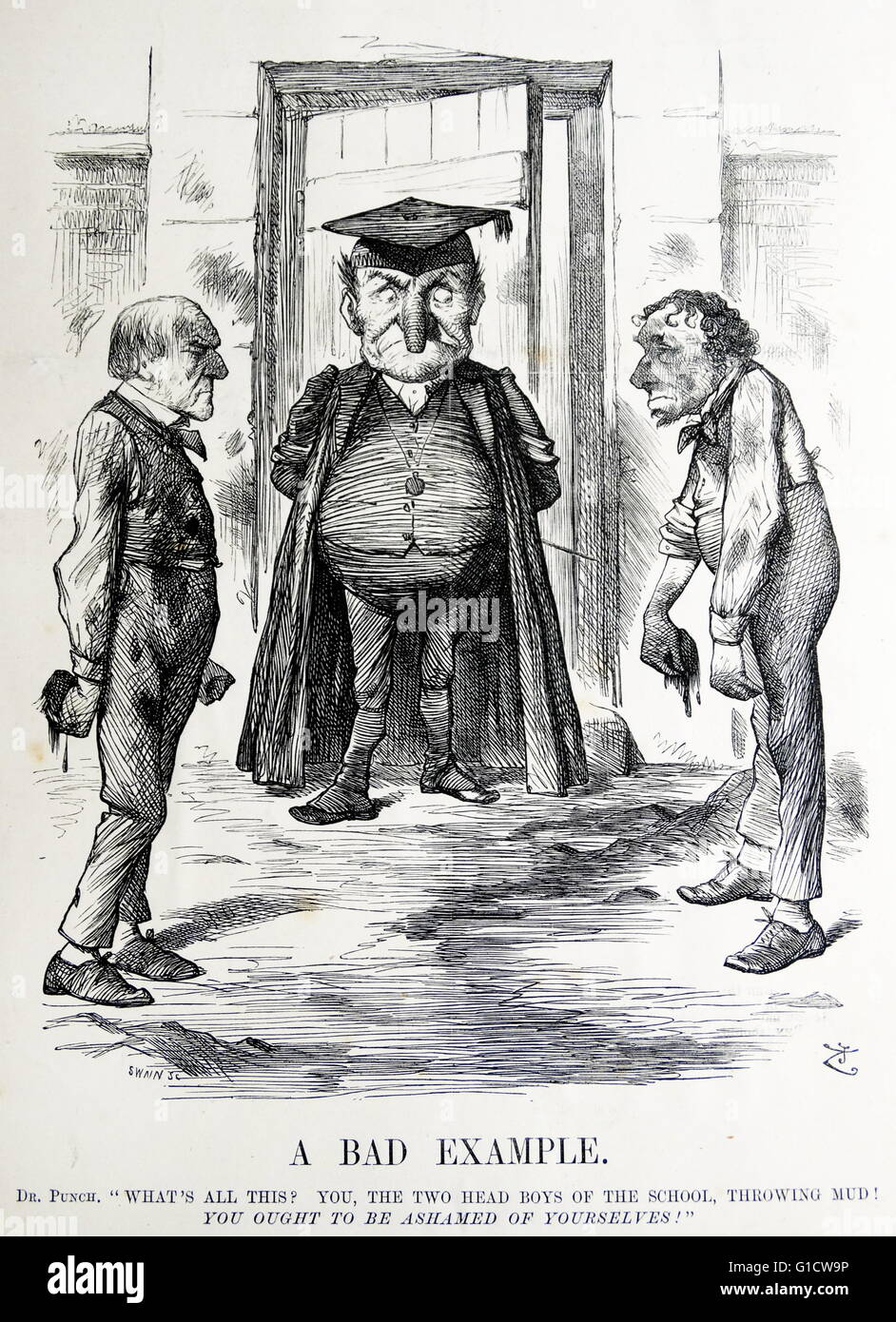 Politische Satire Darstellung William Ewart Gladstone (1809-1898) und Benjamin Disraeli (1804-1881), beide ehemalige Premierminister von Großbritannien. Von Sir John Tenniel (1820-1914), englischer Illustrator, grafische Humorist und Karikaturist. Vom 19. Jahrhundert Stockfoto