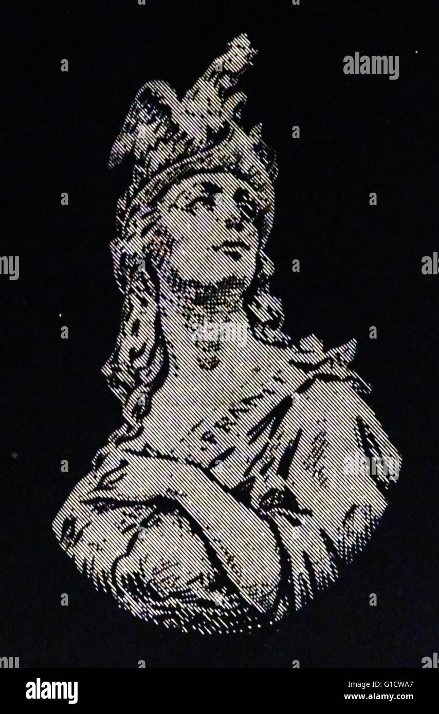 Darstellung der griechischen Göttin Athene. Athena ist die Göttin der Weisheit und des Krieges. Vom 19. Jahrhundert Stockfoto