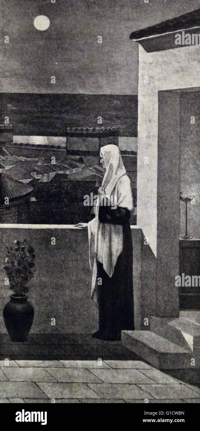 Auflage von "Saint Genevieve wacht über Paris' von Puvis de Chavannes (1824-1898), französischer Maler, der Mitbegründer und Präsident der Société Nationale des Beaux-Arts wurde. Vom 19. Jahrhundert Stockfoto