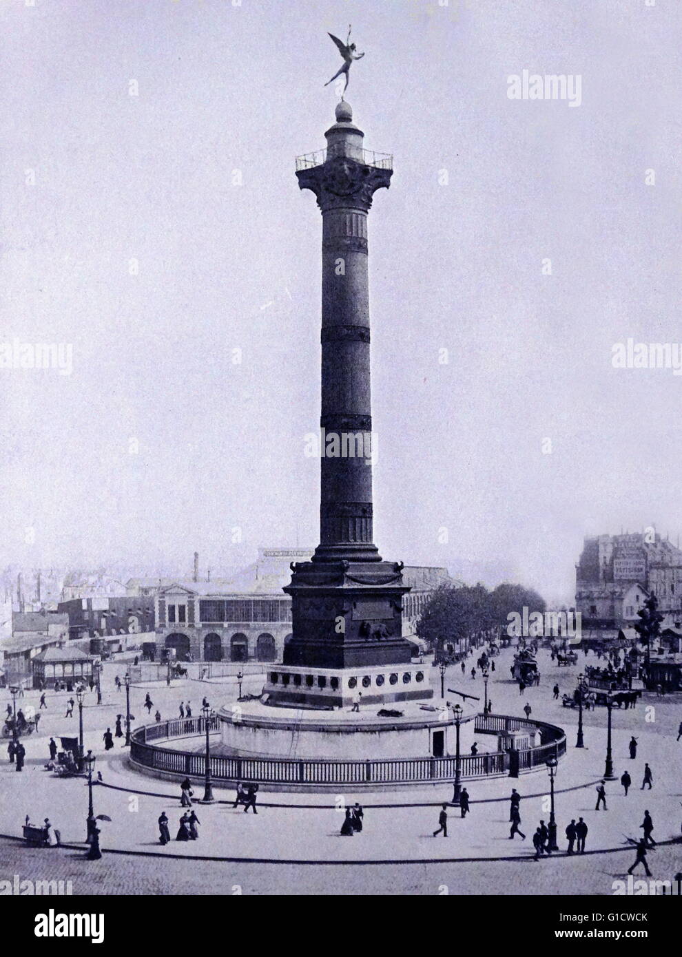 Fotodruck von The Juli Spalte, auf der Place De La Bastille in Paris errichtet. Vom 19. Jahrhundert Stockfoto