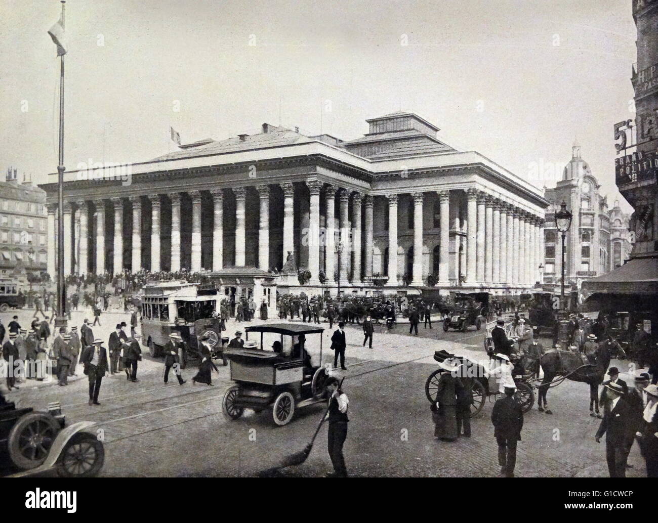 Außen an der Börse von Paris, der historischen Paris Stock Exchange. Vom 19. Jahrhundert Stockfoto