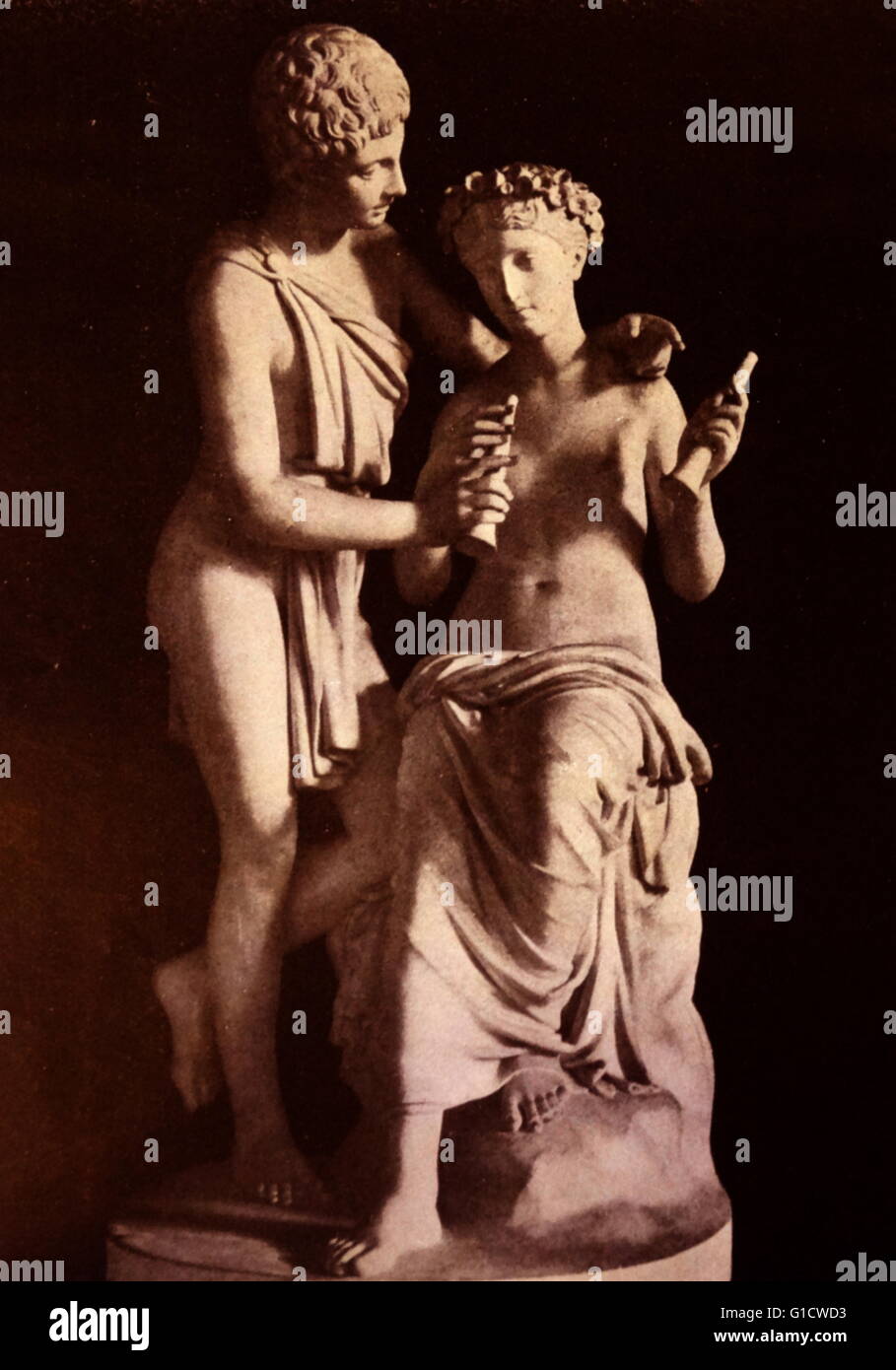 Skulptur von Daphnis und Chloe, von Jean-Pierre Cortot (1787-1843) französischen klassizistischen Bildhauer. Vom 19. Jahrhundert Stockfoto