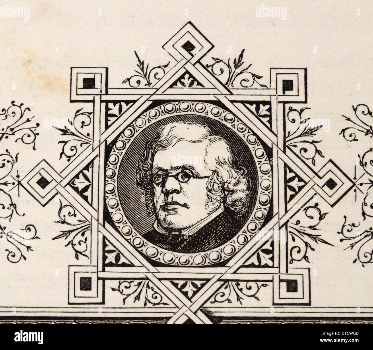 Gravierte Portrait von William Makepeace Thackeray (1811-1863), ein englischer Schriftsteller des 19. Jahrhunderts. Vom 19. Jahrhundert Stockfoto