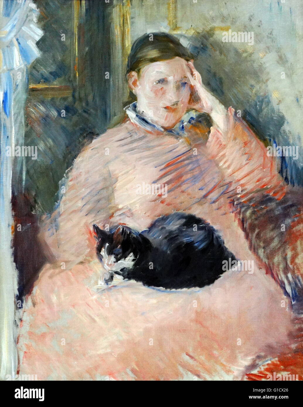 Frau mit einer Katze ca. 1880-2 des französischen Impressionismus Künstlers Edouard Manet Stockfoto