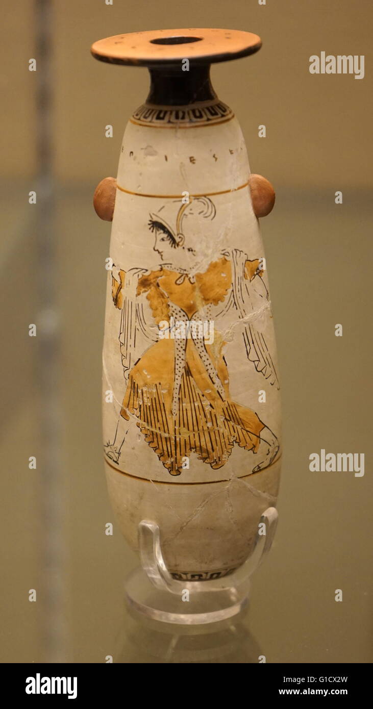Weißgrundige Alabastron, Öl Kolben, antiken Griechenland Stockfoto