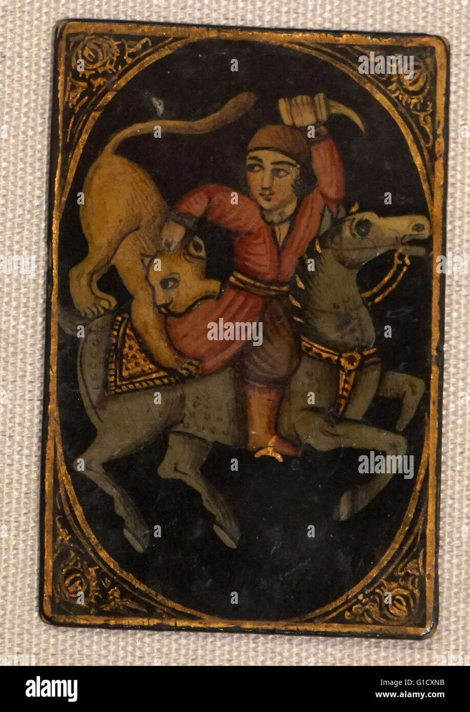 Spielkarte von Qajar Dynastie. Vom 19. Jahrhundert Stockfoto