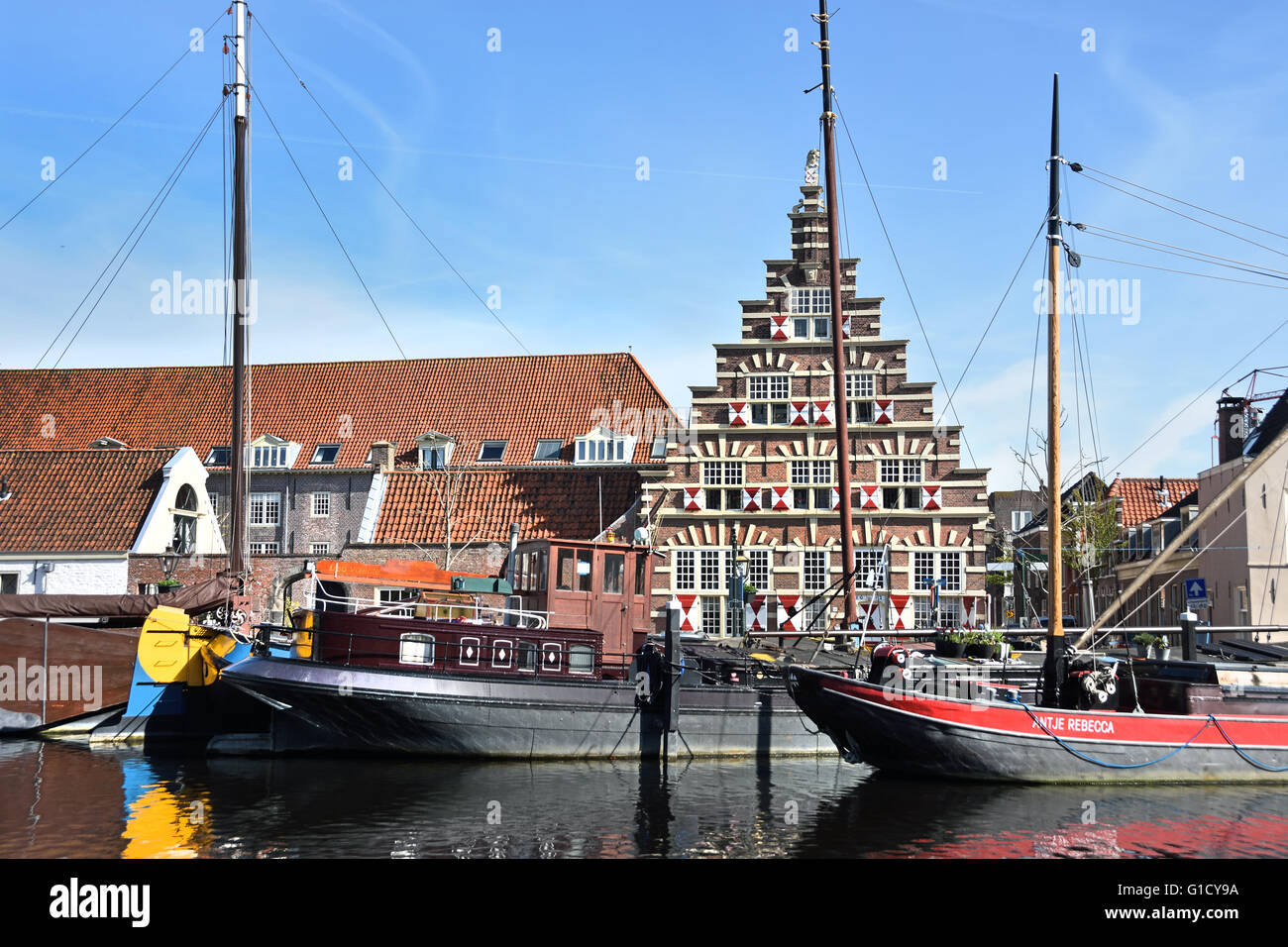 Stadstimmerwerf alten Hafen Hafen Leiden Niederlande Holland neue Rhein Galgewater Nieuwe Rijn Stockfoto