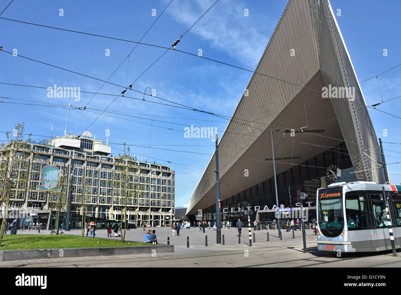 Stadt Rotterdam Centraal Station Weena Niederlande Stockfoto