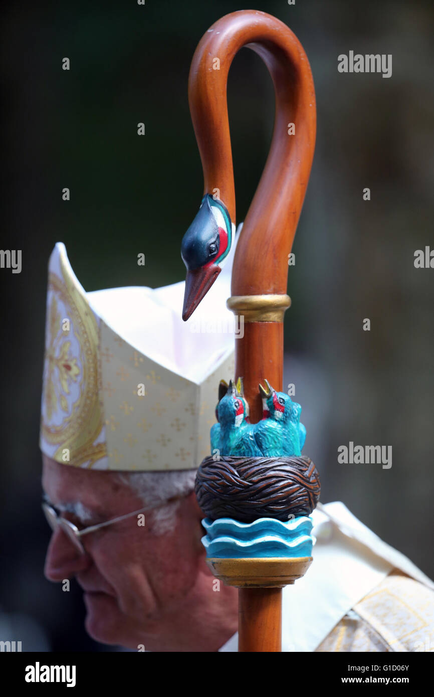 Des Bischofs Bischofsstab. Mgr Yves Boivineau.  La Roche-Sur-Foron. Frankreich. Stockfoto