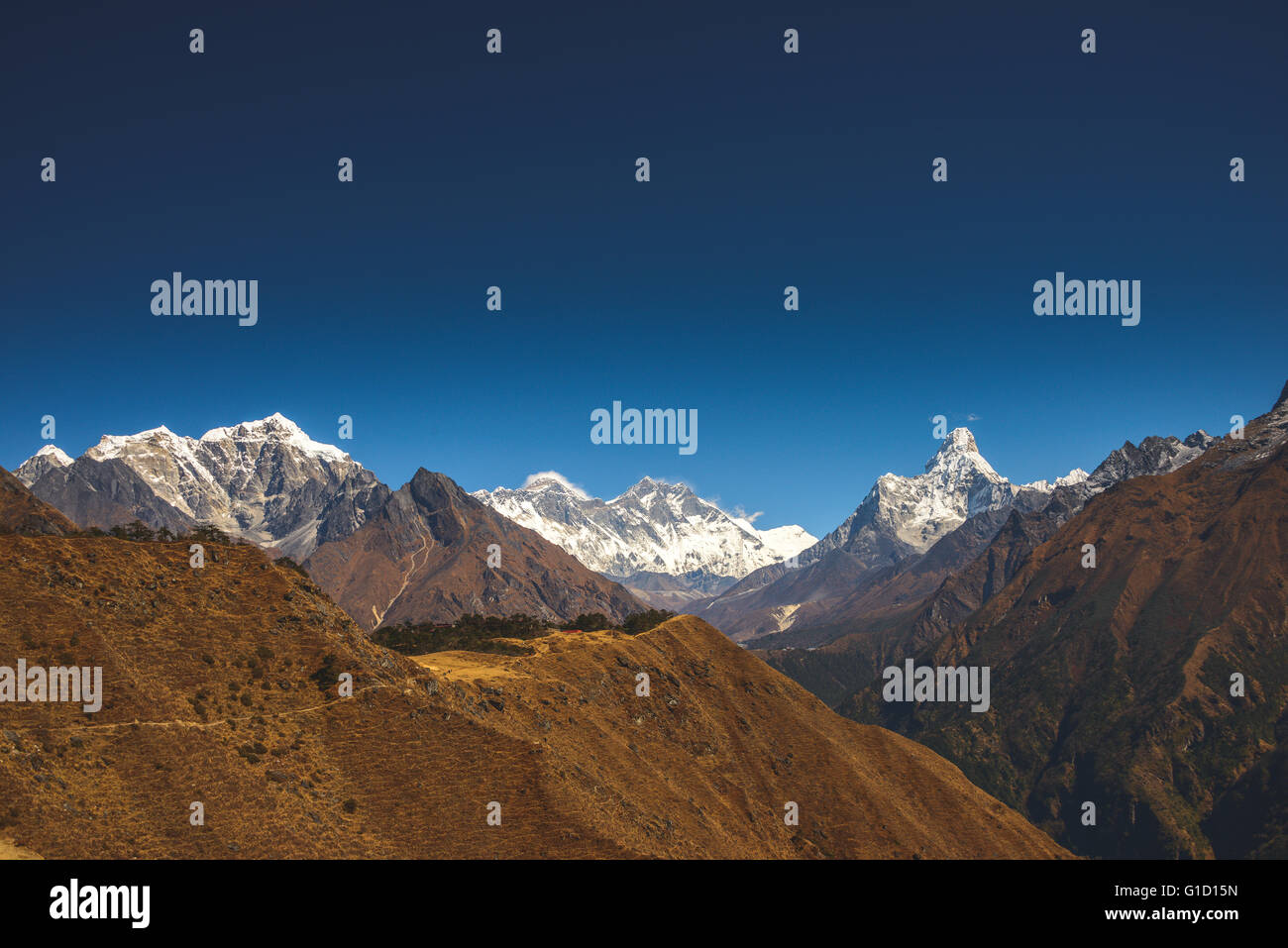 Malerische Berge in der Nähe von Namche Bazar auf dem Weg zum Everest base camp Stockfoto