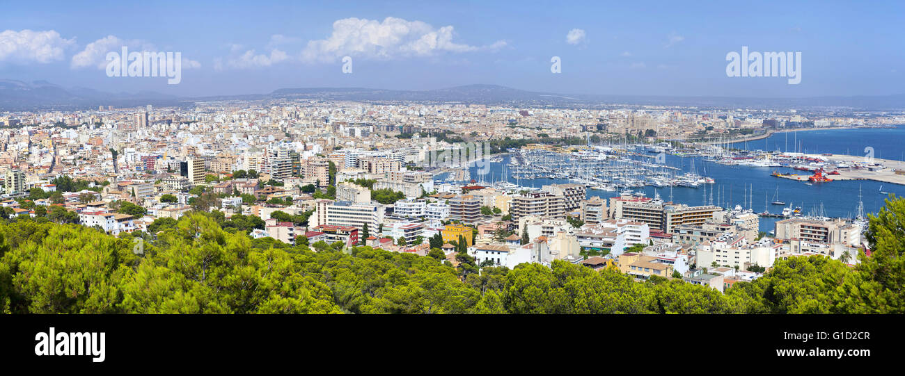Hochauflösende Luftbilder Panorama von Palma de Mallorca, Spanien Stockfoto