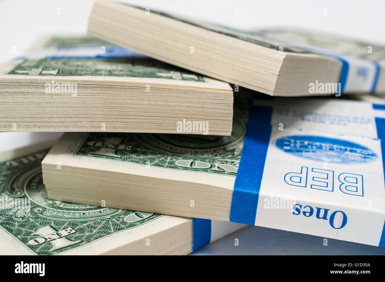 US-Dollar - Stapel von 1 Dollar-Scheine Stockfoto