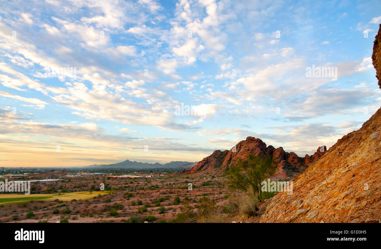 Schöne Wüstenlandschaft Szene in Phoenix, Az, USA Popago Park. Stockfoto