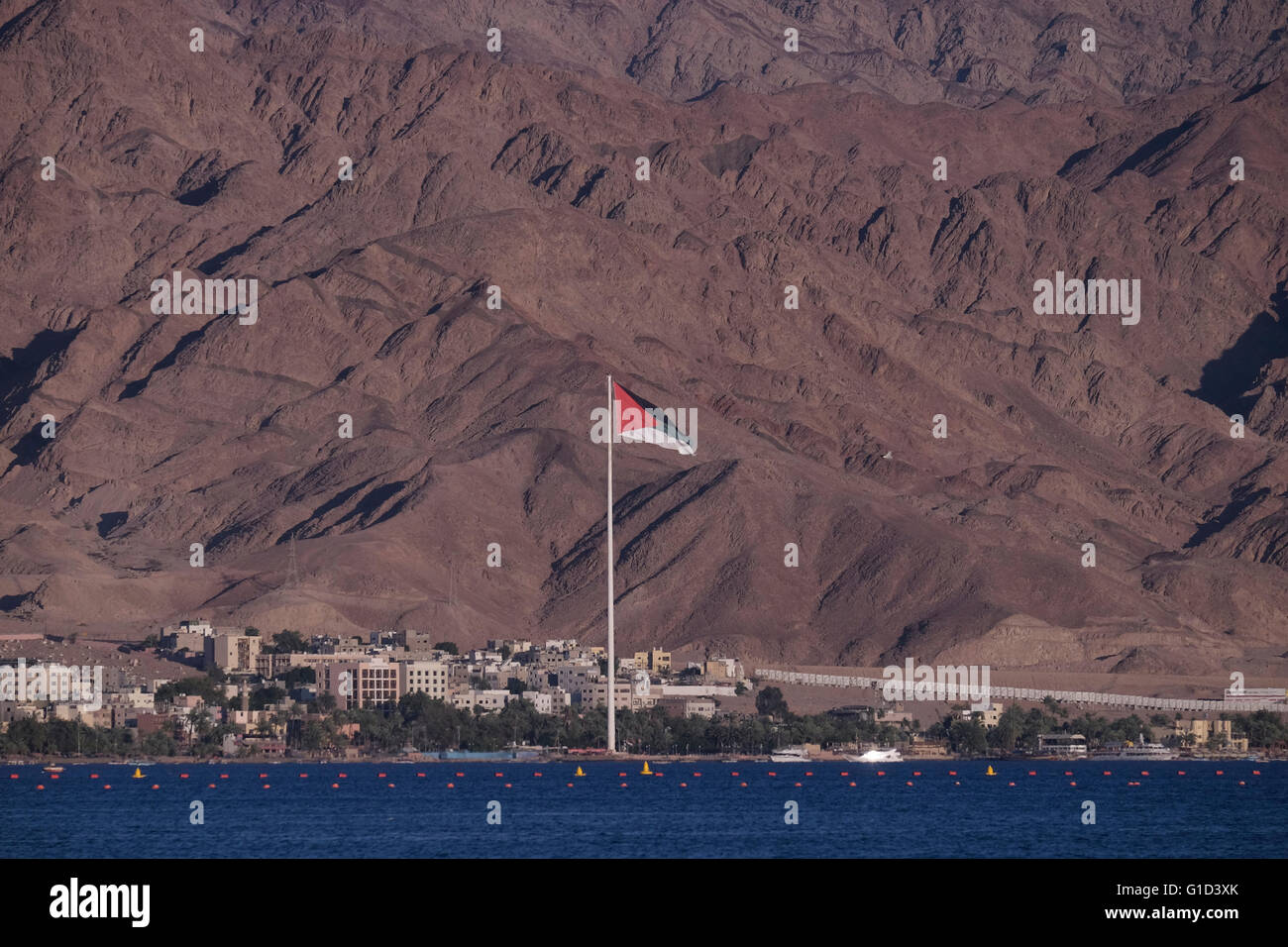 Malerische Aussicht von Aqaba die einzige Küstenstadt in Jordanien an der Nordspitze des Roten Meeres am Golf von Aqaba Stockfoto