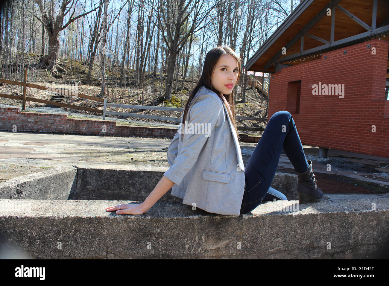 Stephanie Leblanc April 2016 in Wilson Rutschen, Hl. Hieronymus, Quebec Stockfoto