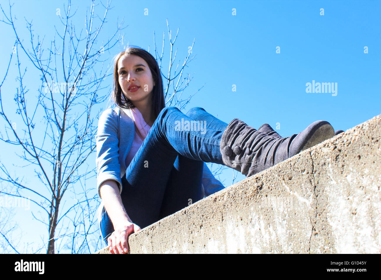 Stephanie Leblanc April 2016 in Wilson Rutschen, Hl. Hieronymus, Quebec Stockfoto