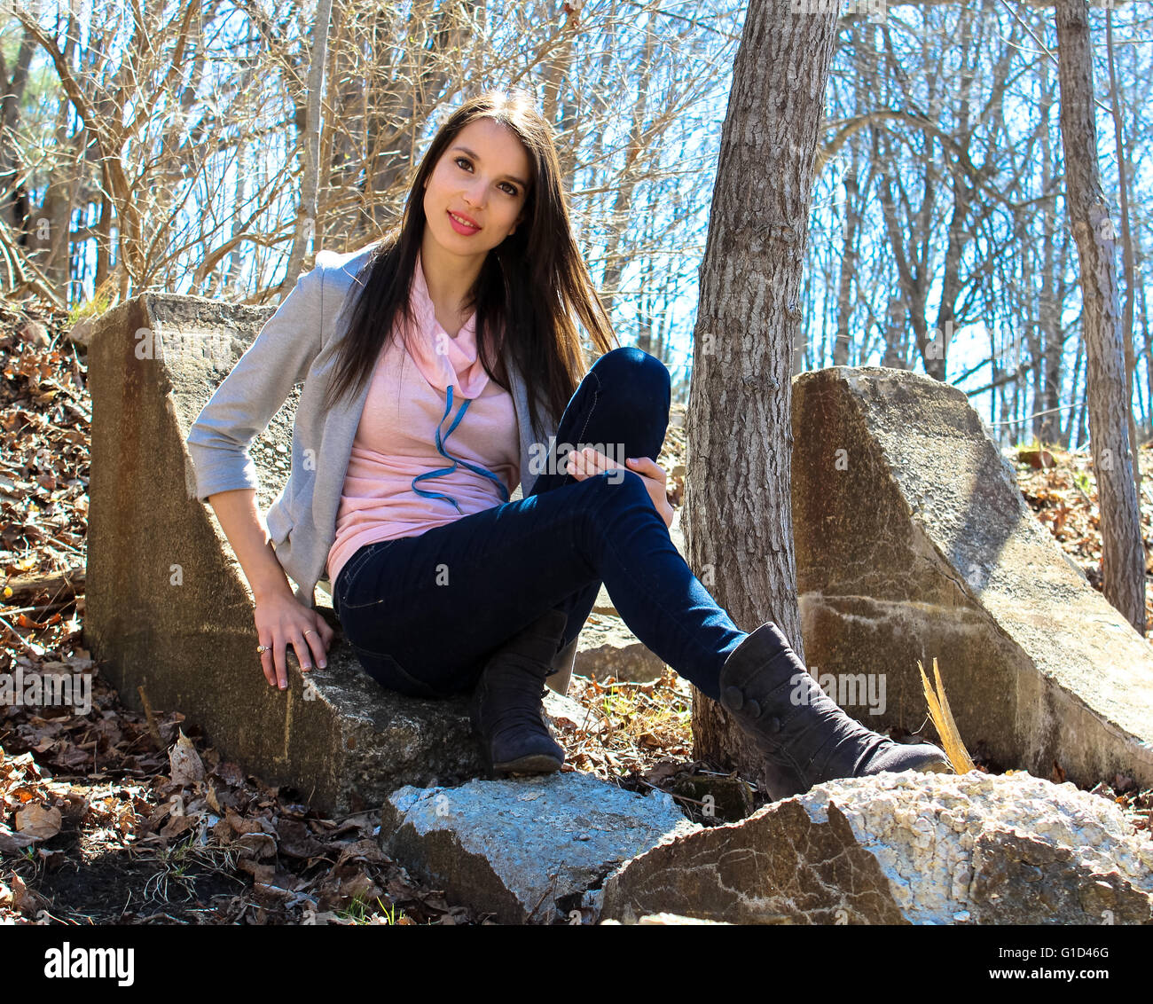 Stephanie Leblanc April 2016 in Wilson Rutschen, Hl. Hieronymus, Quebec Stockfoto