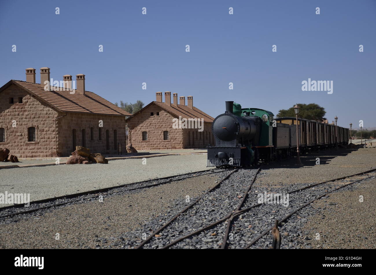 Hejaz Madain Saleh Bahnhof Al Ula, Saudi Arabien. Es war Haupt Bahnhof Madain Saleh Station Al Ula Stockfoto
