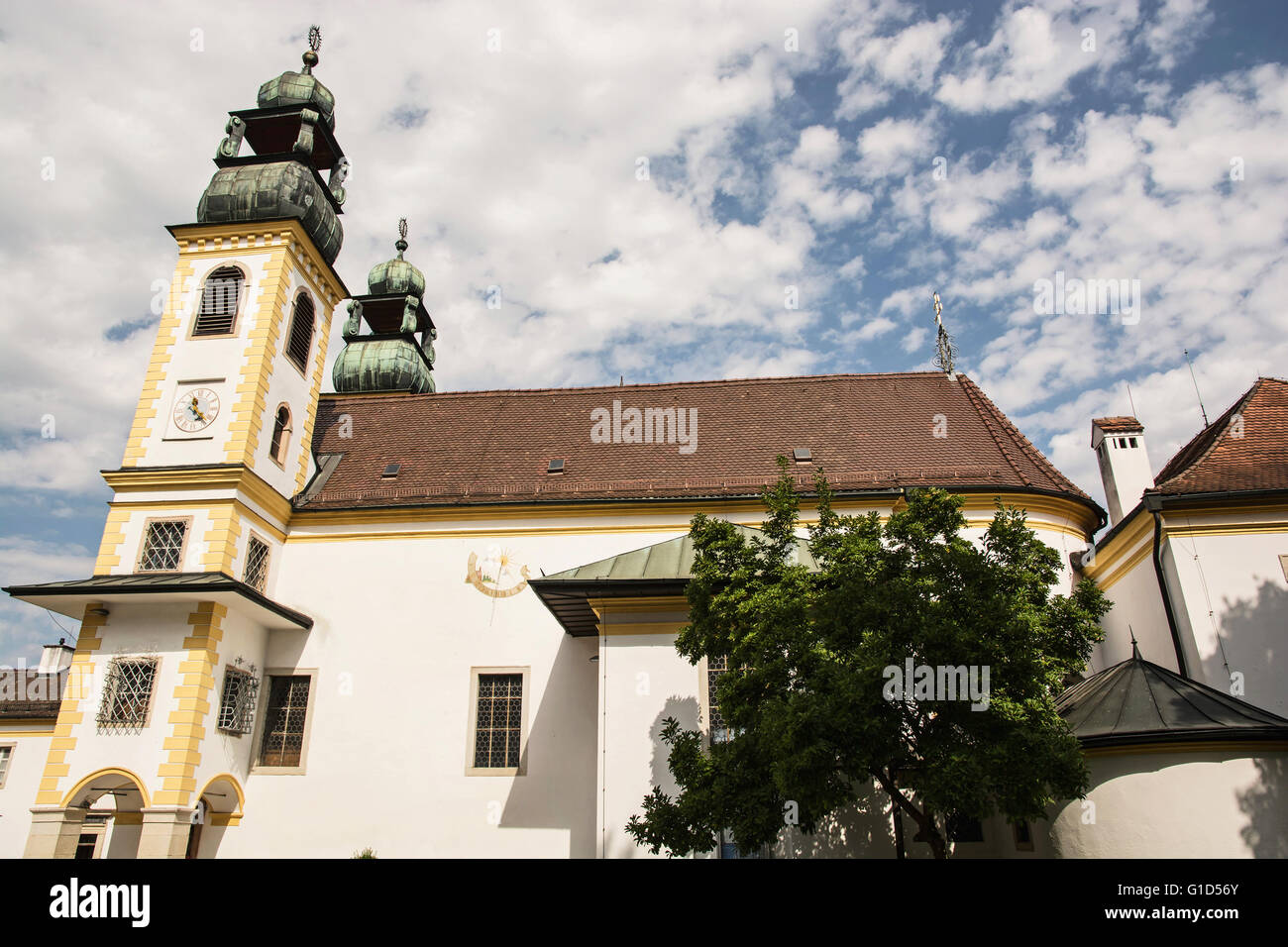 Wallfahrtskirche Mariahilf in Passau, Deutschland. Kulturelles Erbe. Religiöse Architektur. Architektonische Thema. Stockfoto