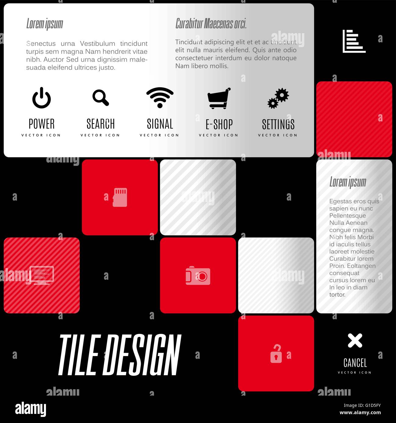 Business-Kachel-Design. Vektor-Design-Elemente für Flyer, Vorlagen, Infografiken. Stock Vektor