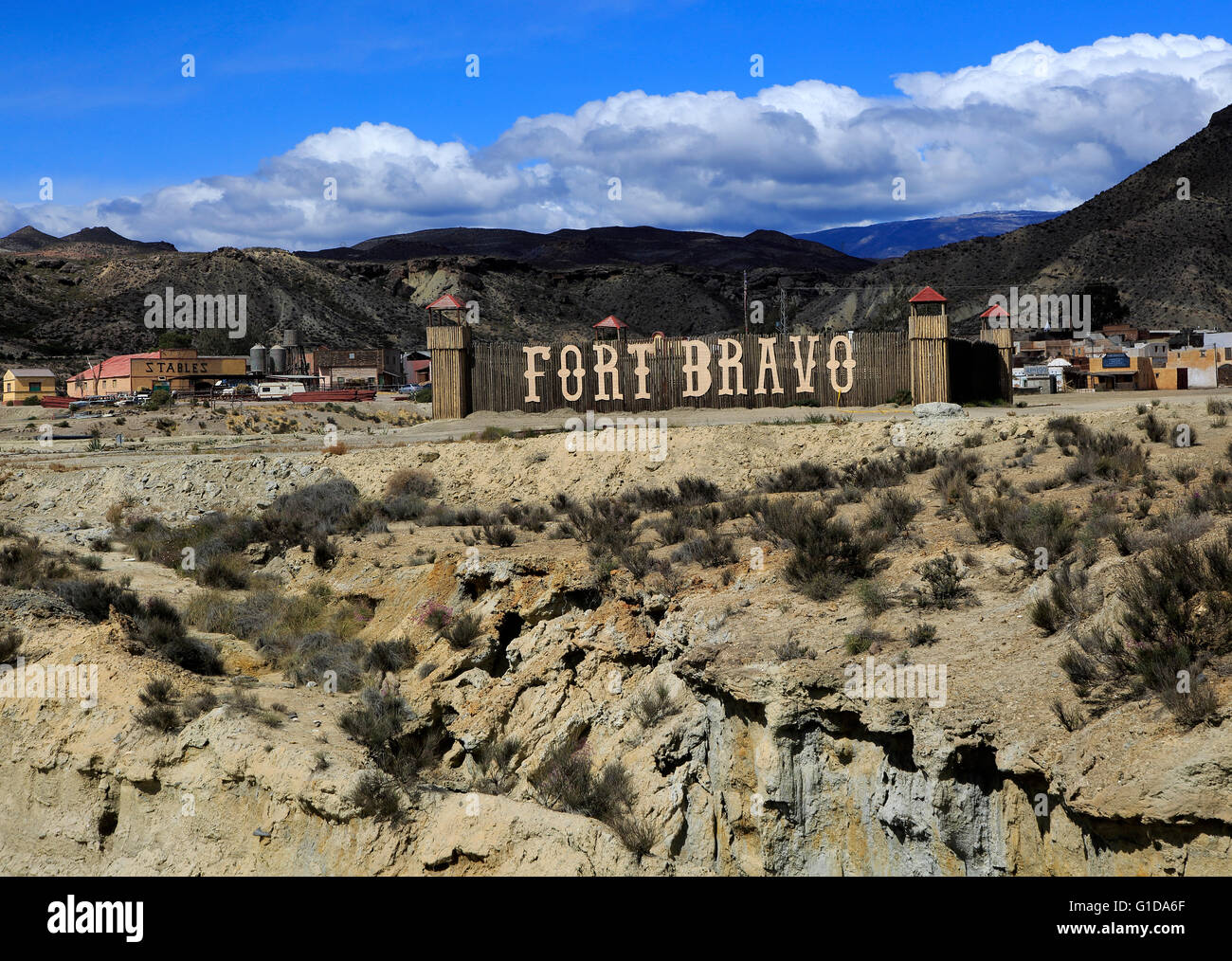 Fort Bravo Film eingestellt, touristische Attraktion in der Nähe von Tabernas, Almeria, Spanien Stockfoto