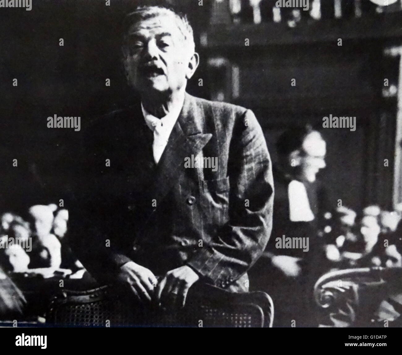 Quisling während seines Prozesses. Schöpfer der Norwegen NaziPartei