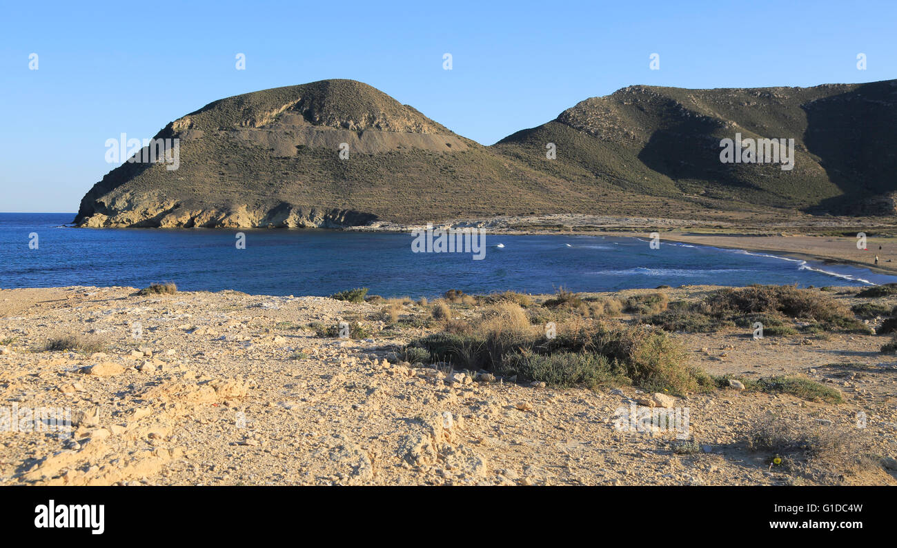 Küstenlandschaft in Playa de Playazo, Rodalquilar, Cabo de Gata natürlichen park, Almeria, Spanien Stockfoto