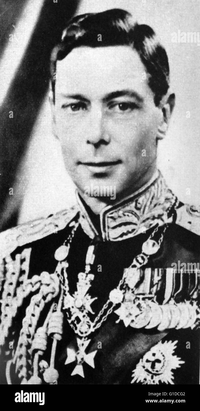 Fotografisches Porträt von König George VI (1895-1952) König des Vereinigten Königreichs und der Besitzungen des britischen Commonwealth. Vom 20. Jahrhundert Stockfoto