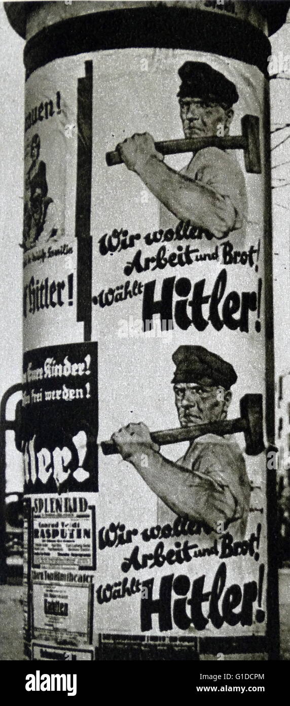Nazi-Propaganda-Wahlplakat im deutschen Wahlkampf 1932 Stockfoto