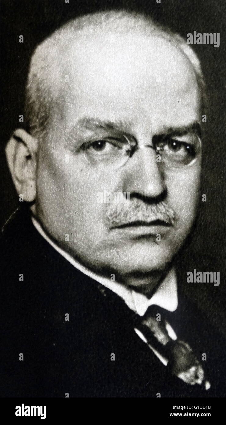 Hans Luther (10. März 1879 – 11. Mai 1962) war ein deutscher Politiker und Bundeskanzler der Bundesrepublik Deutschland für 482 Tage in 1925 bis 1926. Stockfoto