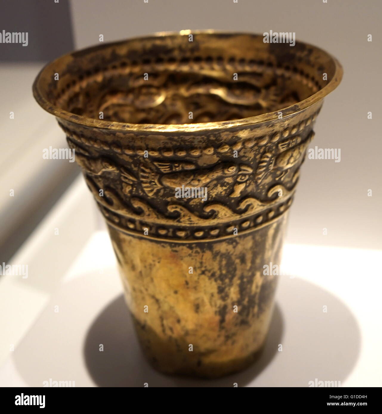 Kero Kultur, rituelle Cup in Gold; Mesoamerikanischen. Equador1450-1535 AD Stockfoto