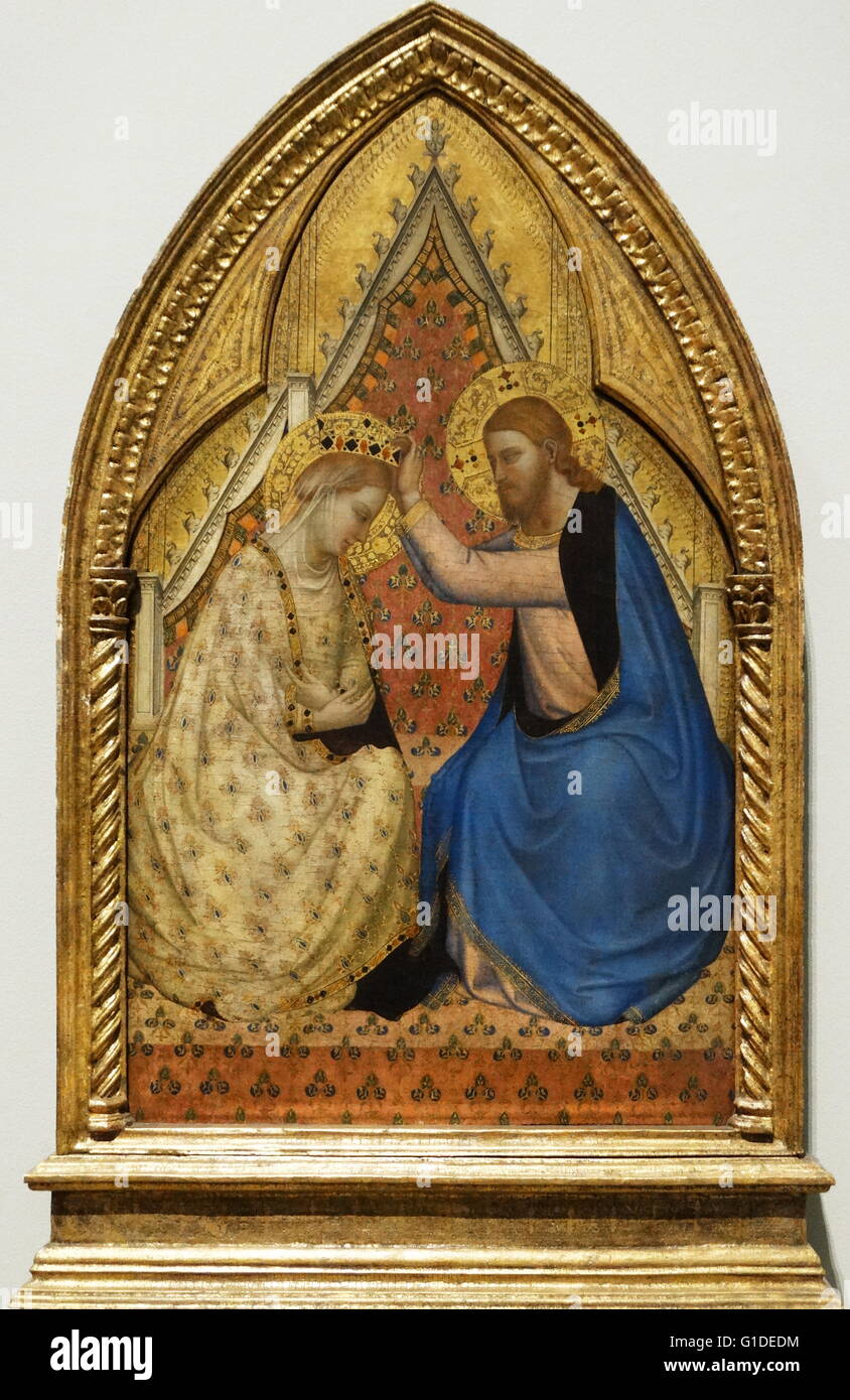 Gemälde mit dem Titel "Die Krönung der Jungfrau" von Bernardo Daddi (1290-1348) einen frühen italienischen Renaissance-Maler. Vom 14. Jahrhundert Stockfoto