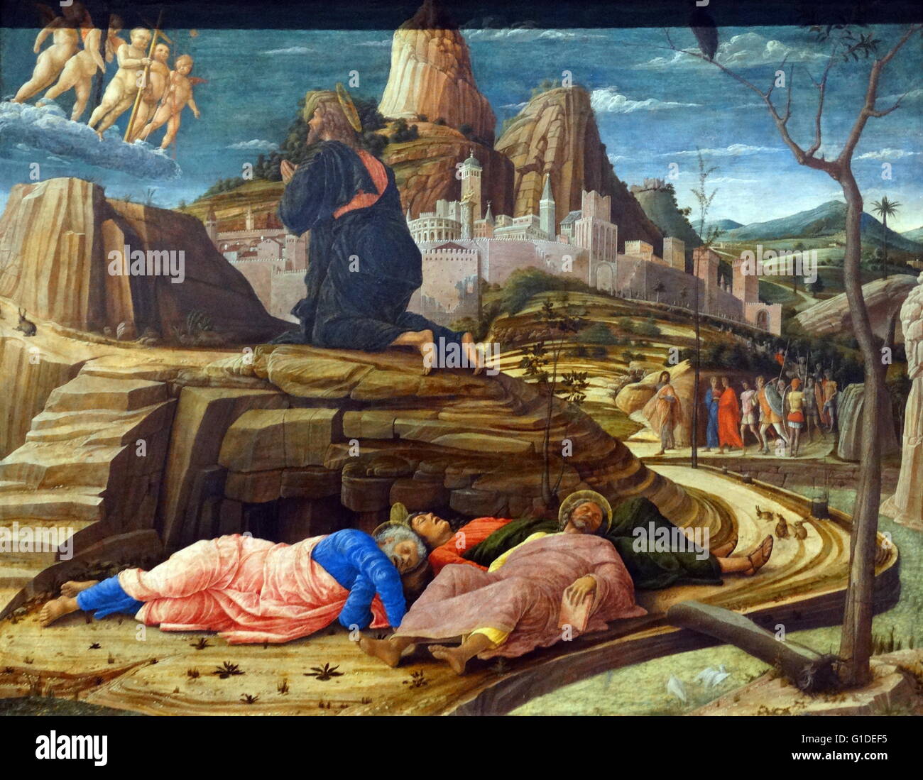 Gemälde mit dem Titel "The Agony in the Garden" von Andrea Mantegna (1431-1506) ein italienischer Maler und Student der römischen Archäologie. Vom 15. Jahrhundert Stockfoto