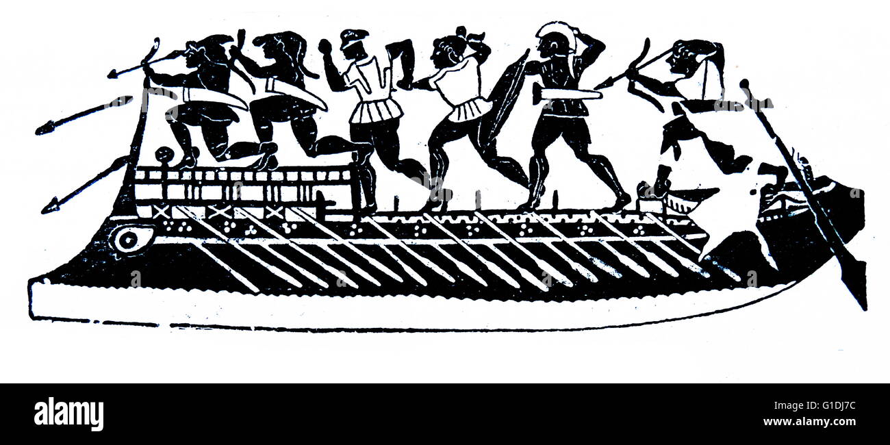 Griechische Unireme Kriegsschiff ca. 6. Jahrhundert v. Chr. Stockfoto