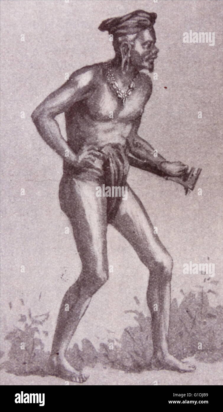 19. Jahrhundert Darstellung der Kannibale aus Borneo 1850 Stockfoto