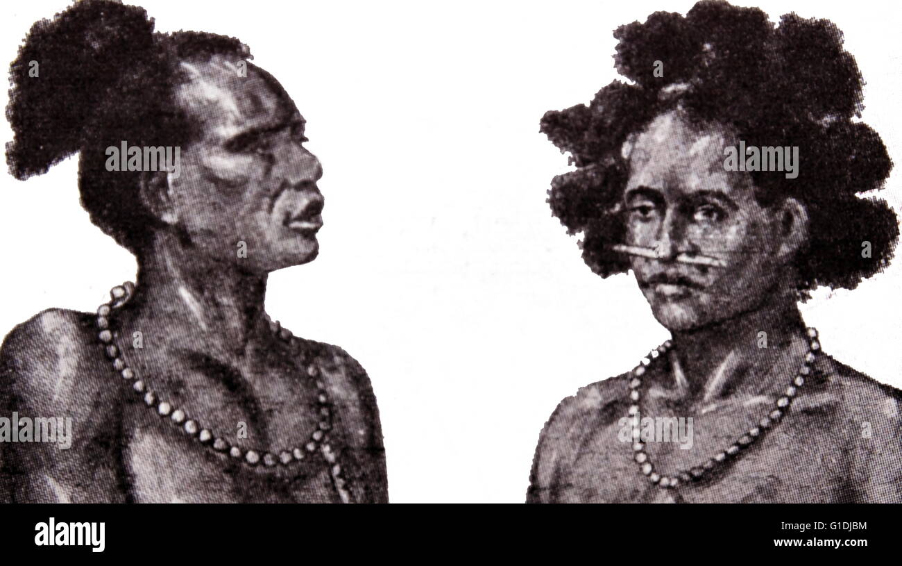 Eingeborenen von Ceram oder Seram, die größte und wichtigste Insel der Molukken Provinz Indonesiens. Niederländische Handelsposten wurden im frühen 17. Jahrhundert, Seram, eröffnet und die Insel kam unter niederländischer Kontrolle c. 1650. In den 1780er Jahren Stockfoto