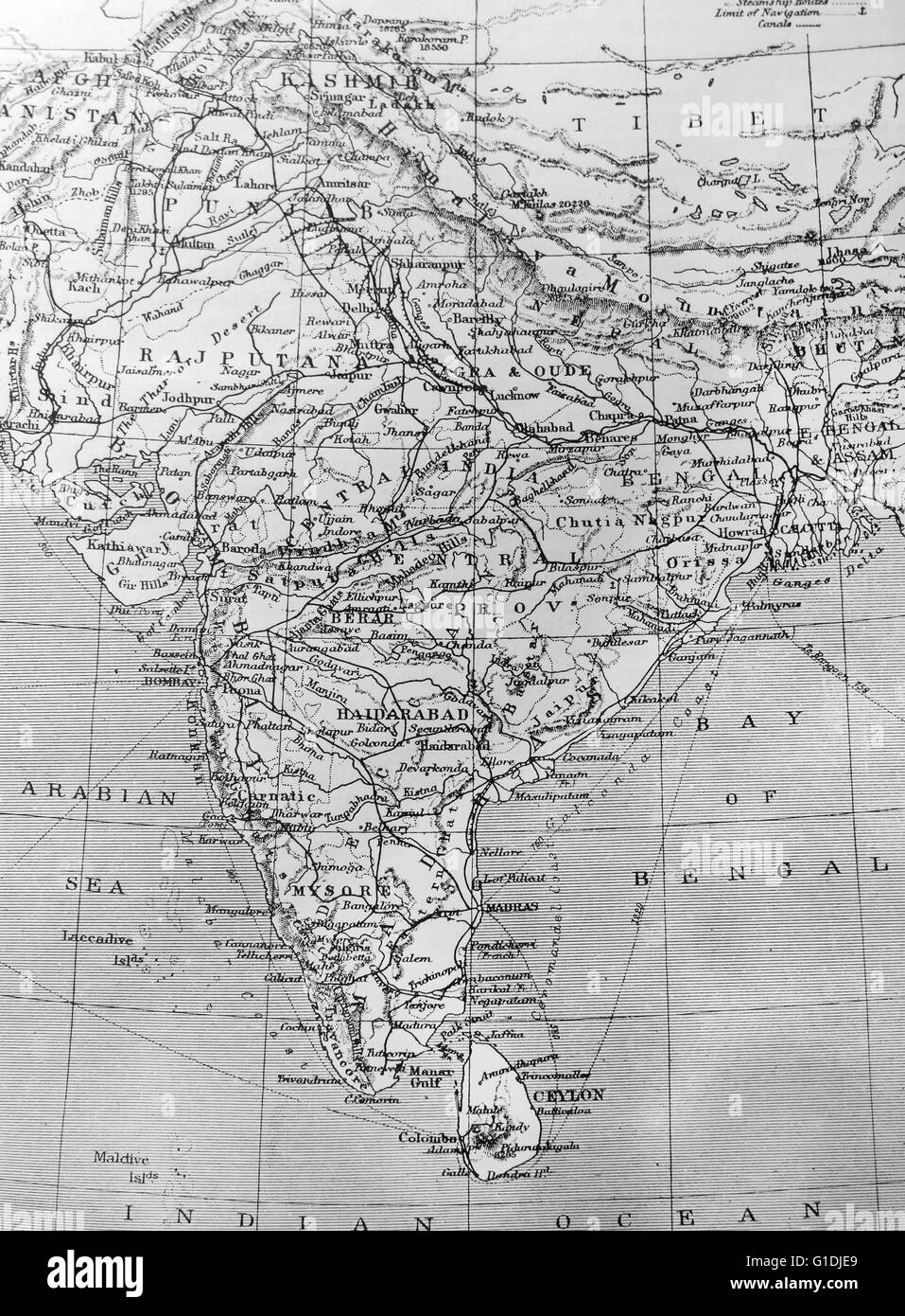 Landkarte von Indien Stockfoto