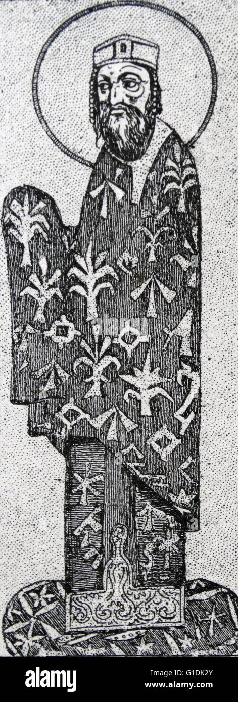 Illustration des Alexios I Komnenos (1056-1118) war byzantinischer Kaiser und Gründer der Komnenian Dynastie. Vom 12. Jahrhundert Stockfoto