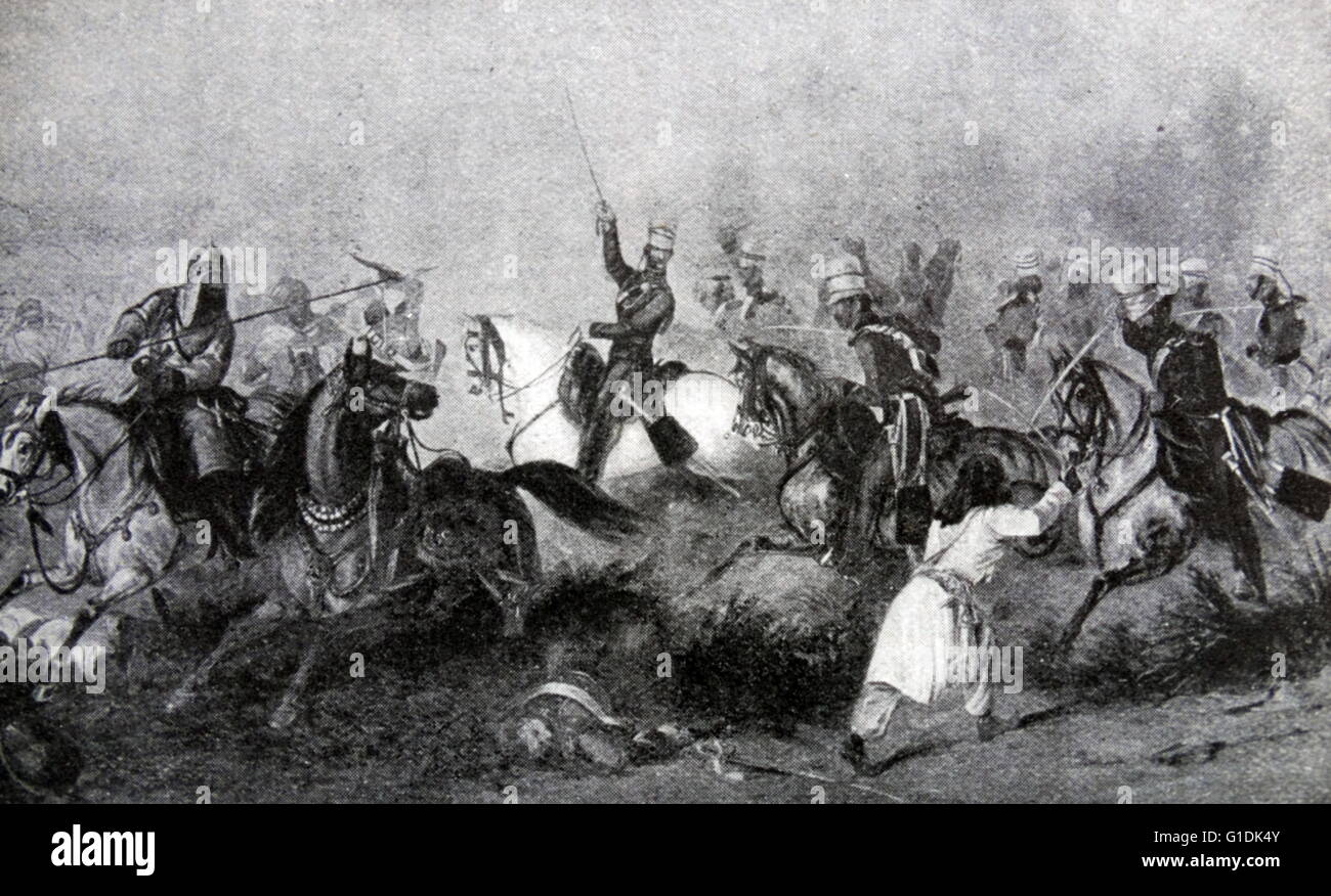 Abbildung zeigt den britischen Sieg des Maharaja Sher Singh Maharaja Sher Singh (1807-1843) ein Sikh Herrscher des souveränen Staates Punjab und Sikh Reich. Vom 19. Jahrhundert Stockfoto