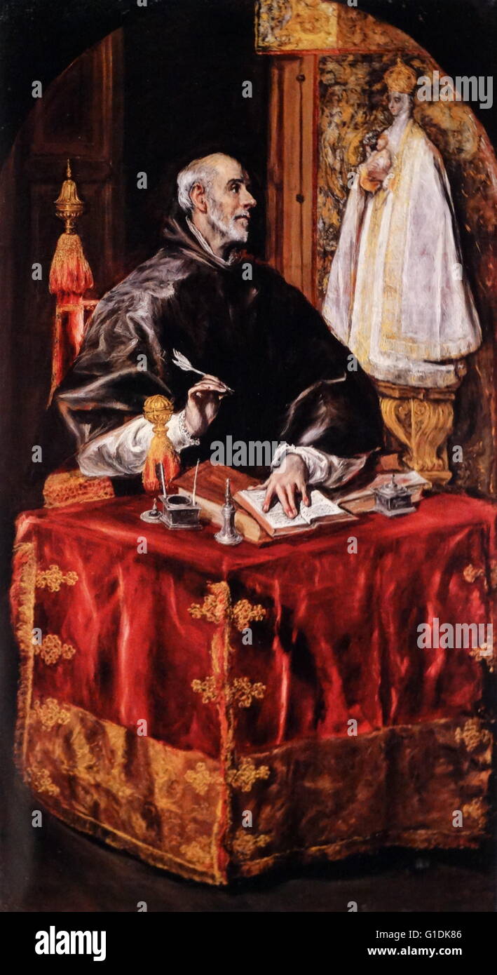 Gemälde mit dem Titel "San Ildefonso" von El Greco (1541-1614) Maler, Bildhauer und Architekt der spanischen Renaissance. Vom 17. Jahrhundert Stockfoto